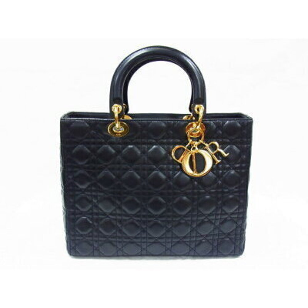 Christian Dior Cannage Bag Lady DiorBlack Lambskin Handbag Shoulder
